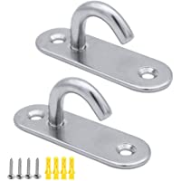 JaneYi - Ganchos de techo de acero inoxidable 304 M8- resistentes- ovalados- para placa de ojo y ancla- para hamaca…